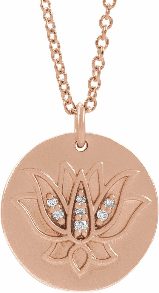 14K Rose .025 CTW Diamond Lotus 16-18 Necklace