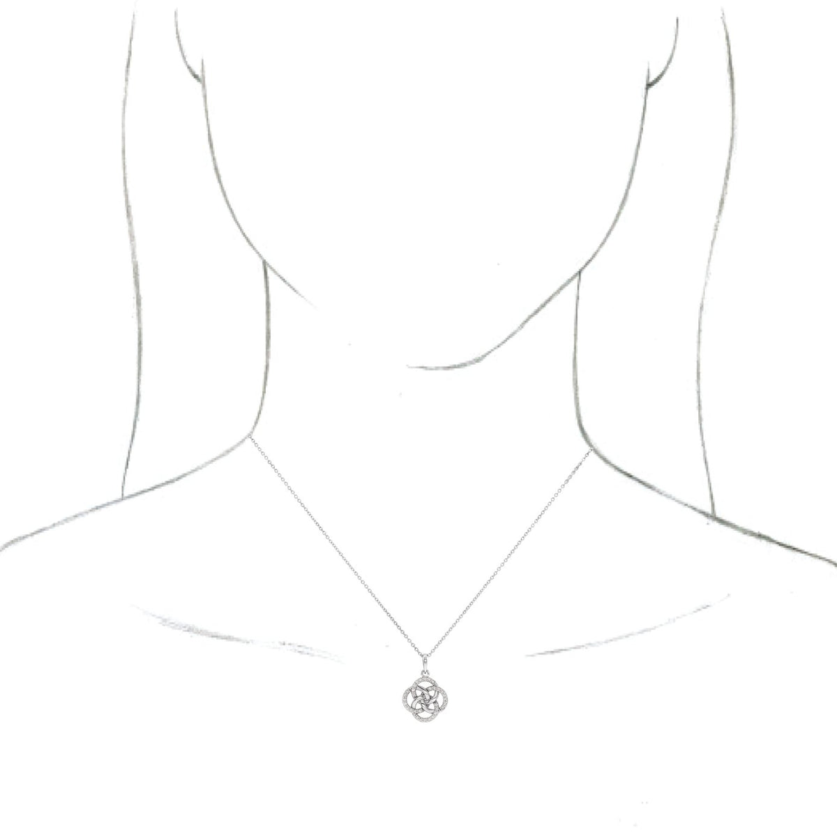 14K White 1/8 CTW Diamond Five-Fold Celtic Necklace
