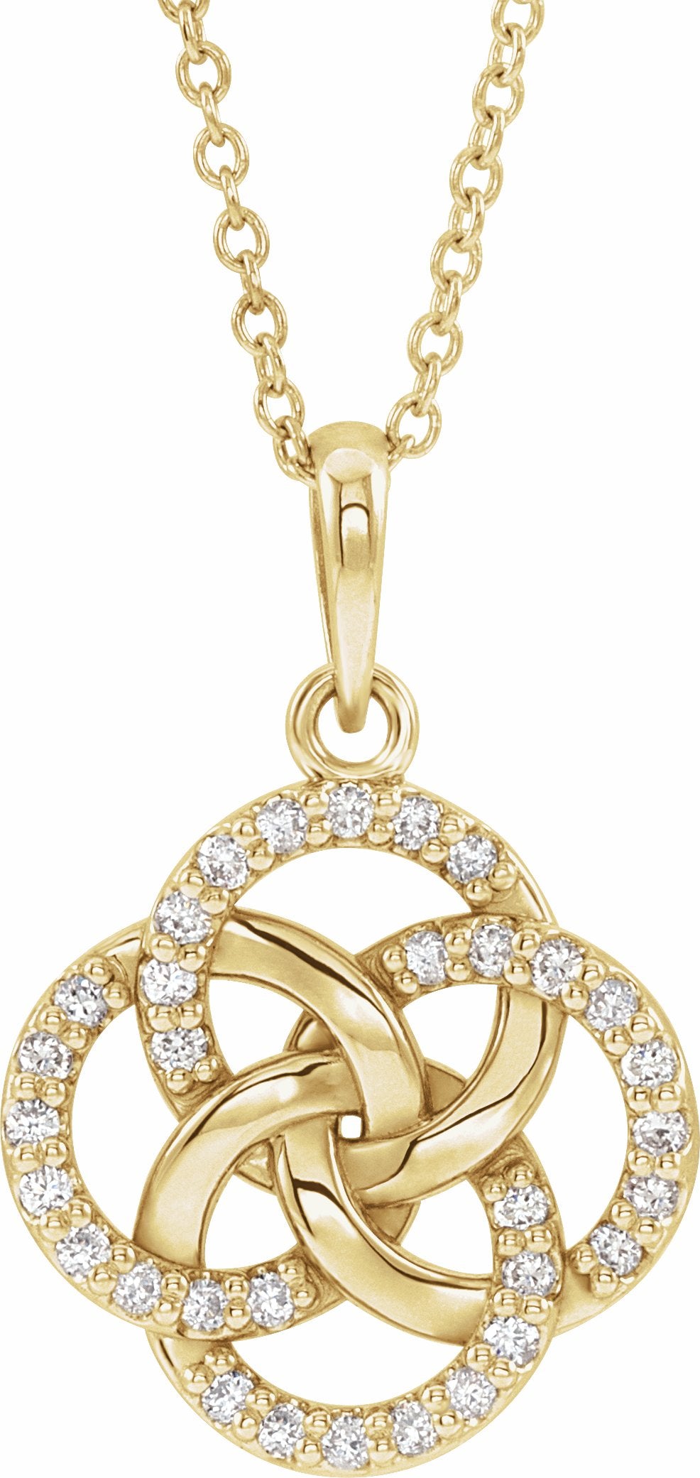 14K Yellow 1/8 CTW Diamond Five-Fold Celtic Necklace