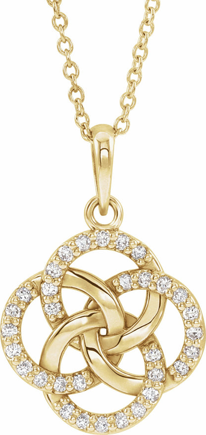 14K Yellow 1/8 CTW Diamond Five-Fold Celtic Necklace
