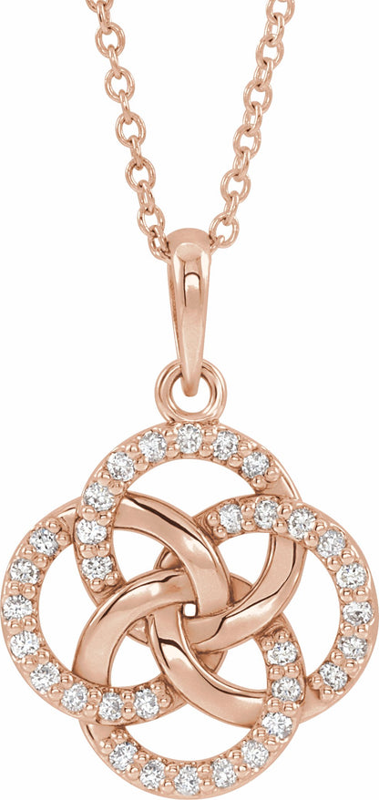 14K Rose 1/8 CTW Diamond Five-Fold Celtic Necklace