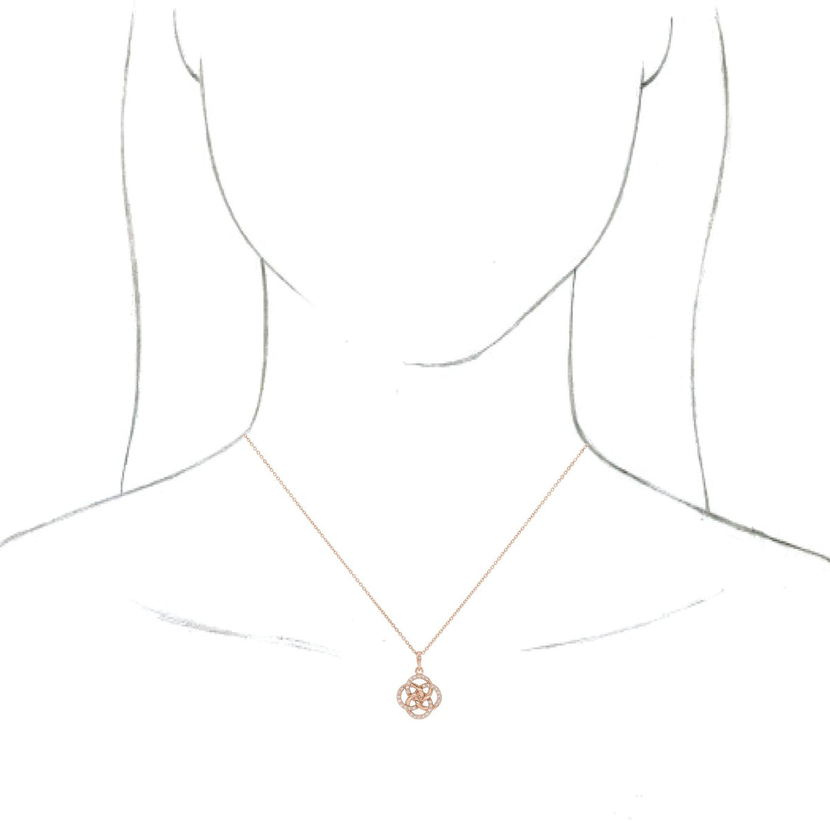 14K Rose 1/8 CTW Diamond Five-Fold Celtic Necklace