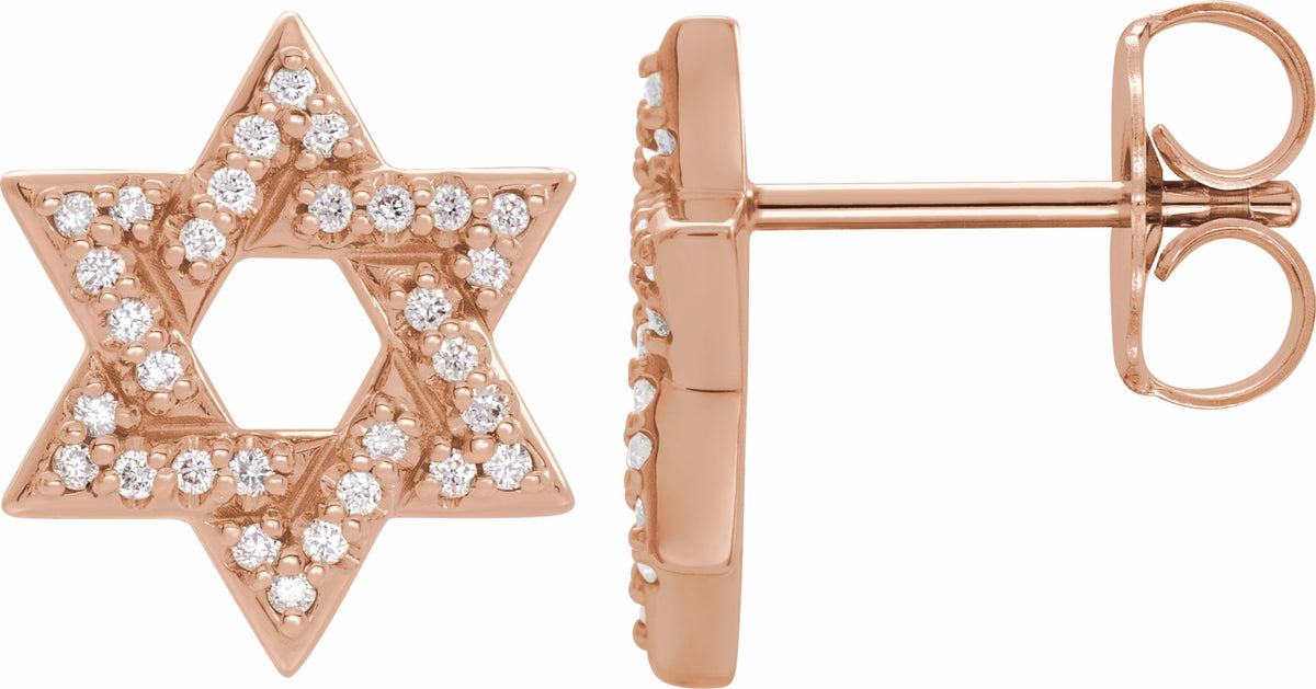 14K Rose 1/8 CTW Diamond Star of David Earrings