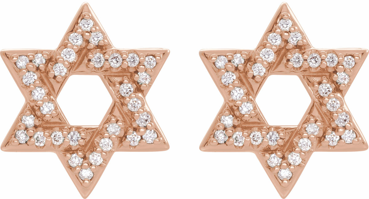 14K Rose 1/8 CTW Diamond Star of David Earrings