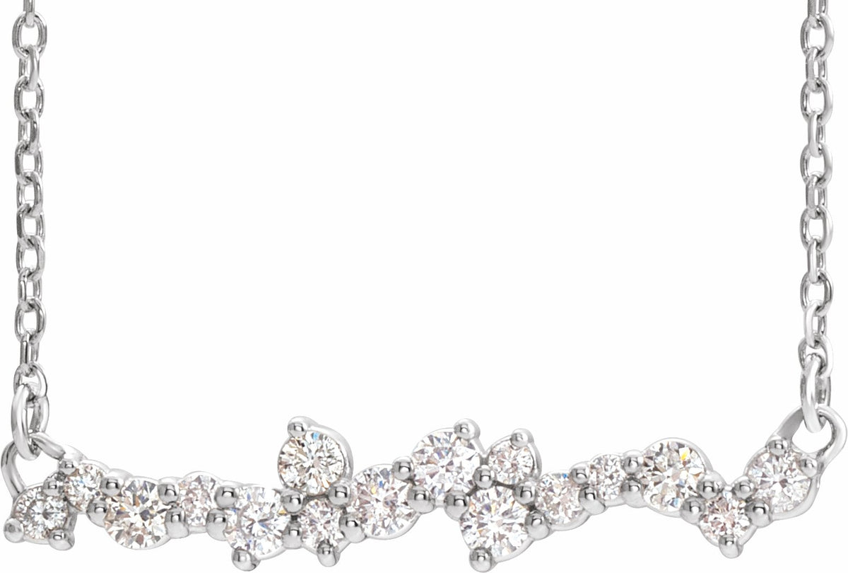 14K White 1/3 CTW Diamond Scattered Bar 18 Necklace