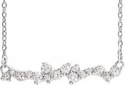 14K White 1/3 CTW Diamond Scattered Bar 18 Necklace