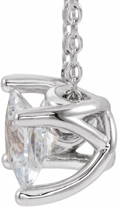 14K White 1/2 CT Diamond Solitaire 16-18 Necklace