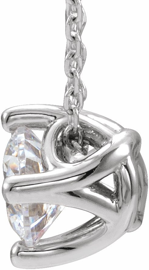14K White Sapphire Solitaire 16-18 Necklace
