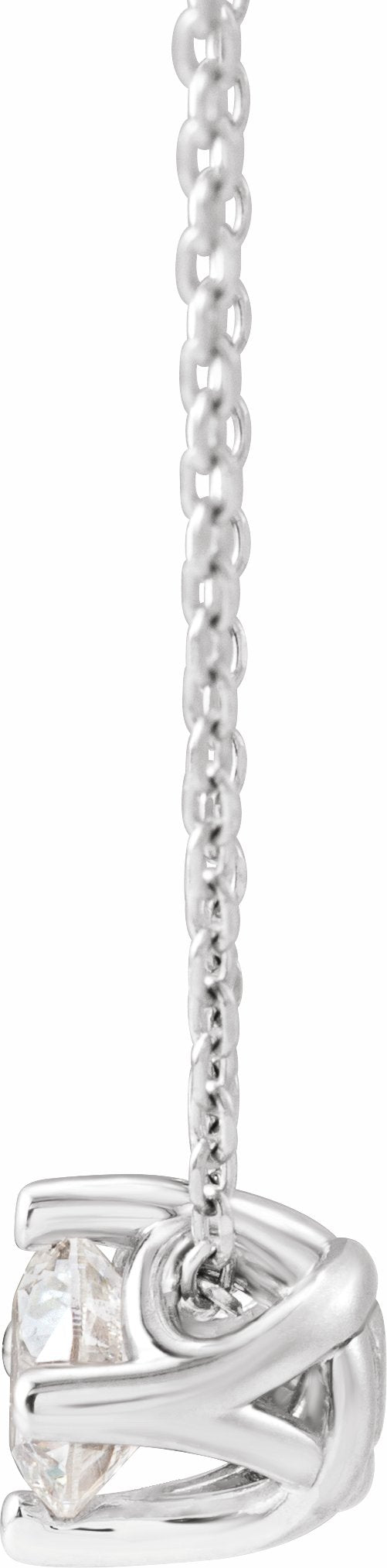 14K White 1/2 CT Diamond Solitaire 16-18 Necklace