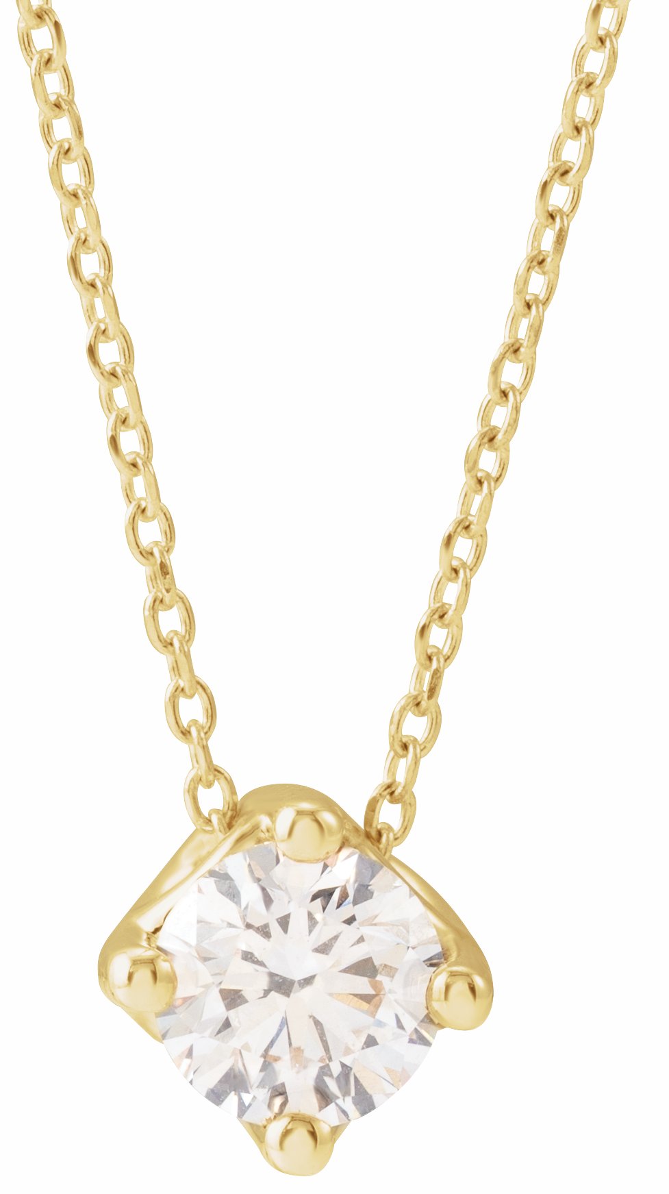 14K Yellow 1/2 CT Diamond Solitaire 16-18 Necklace