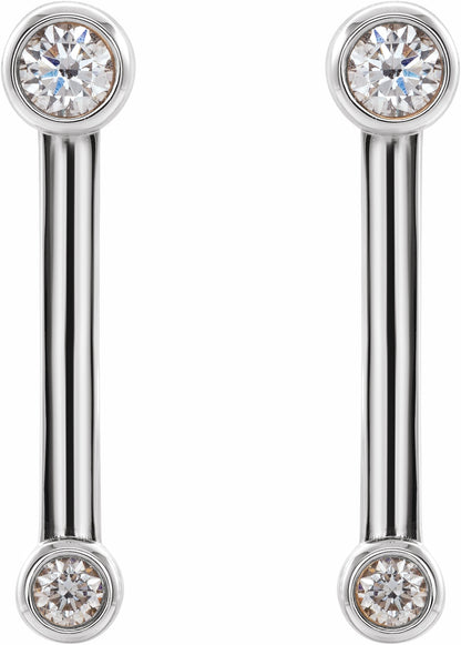 14K White 1/5 CTW Diamond Bezel-Set Bar Earrings