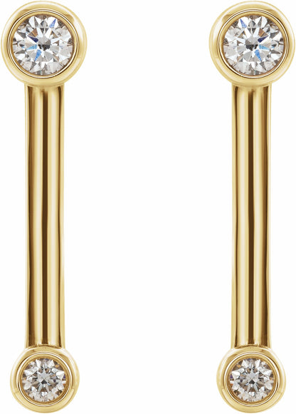 14K Yellow 1/5 CTW Diamond Bezel-Set Bar Earrings