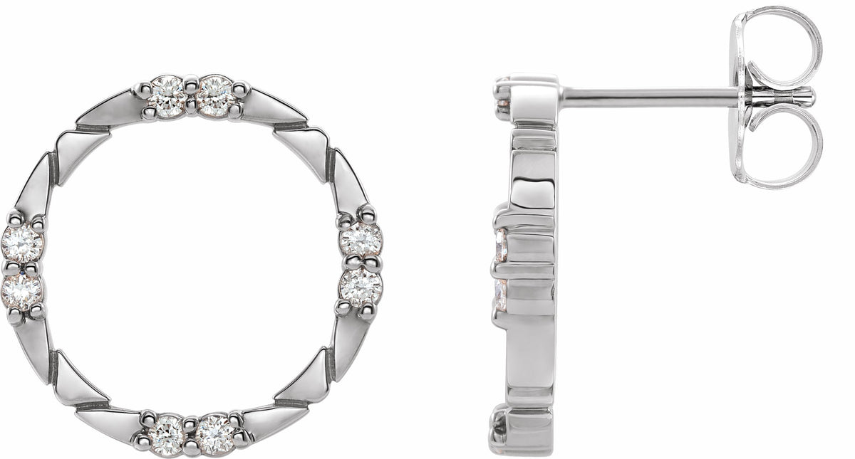 14K White 1/5 CTW Diamond Geometric Earrings