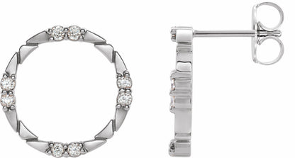 14K White 1/5 CTW Diamond Geometric Earrings
