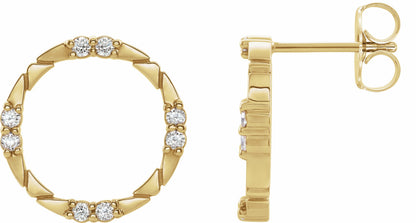 14K Yellow 1/5 CTW Diamond Geometric Earrings