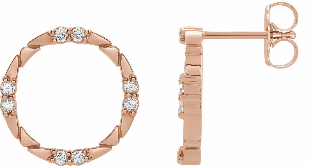14K Rose 1/5 CTW Diamond Geometric Earrings