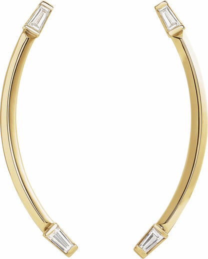 14K Yellow 1/4 CTW Diamond Curved Bar Earrings