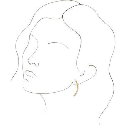 14K Yellow 1/4 CTW Diamond Curved Bar Earrings