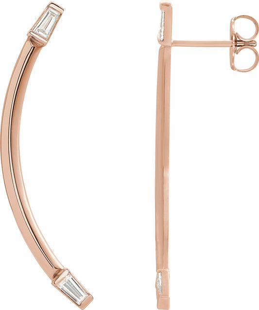 14K Rose 1/4 CTW Diamond Curved Bar Earrings