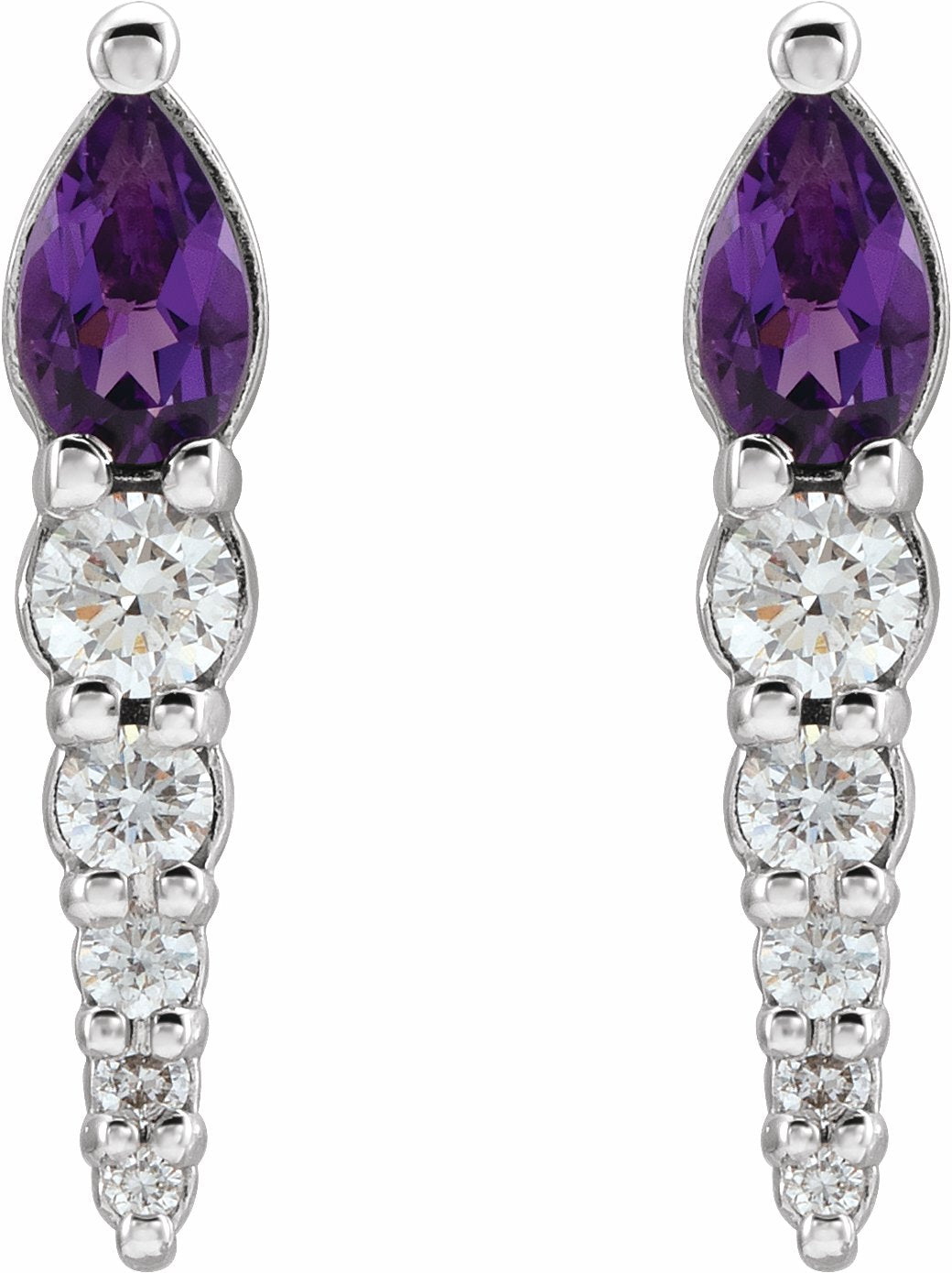 14K White Amethyst & 1/4 CTW Diamond Earrings