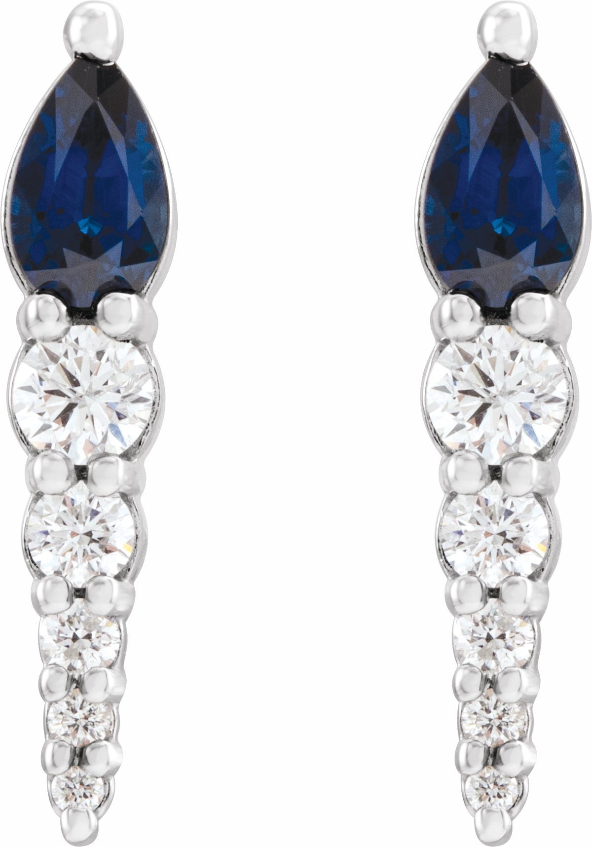 14K White Blue Sapphire & 1/4 CTW Diamond Earrings
