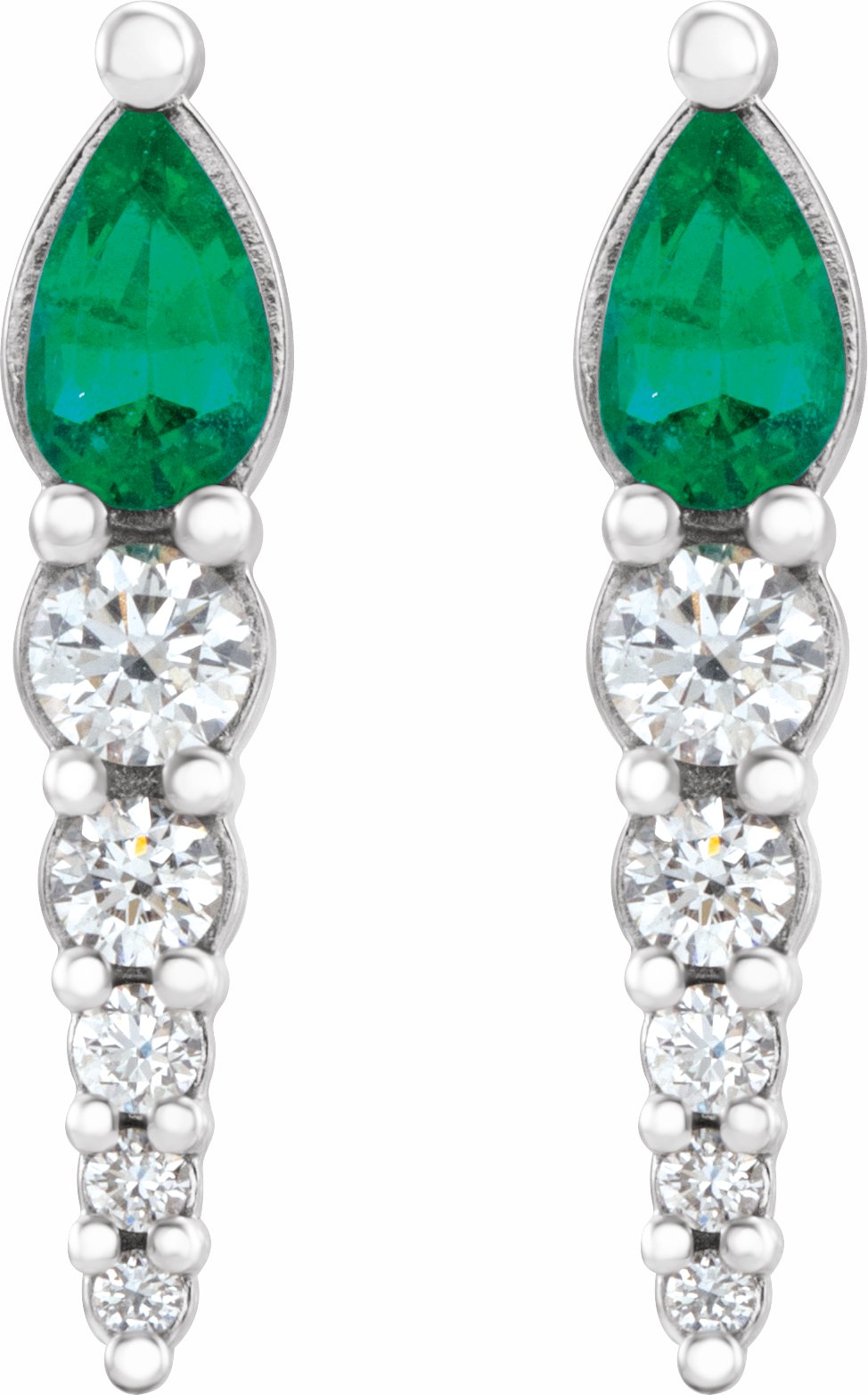 14K White Emerald & 1/4 CTW Diamond Earrings