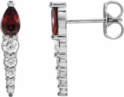 14K White Mozambique Garnet & 1/4 CTW Diamond Earrings