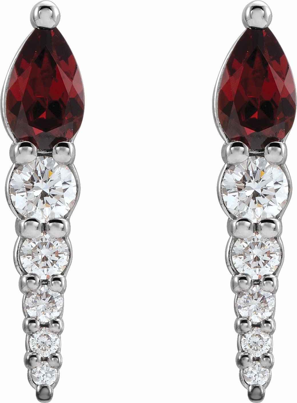 14K White Mozambique Garnet & 1/4 CTW Diamond Earrings