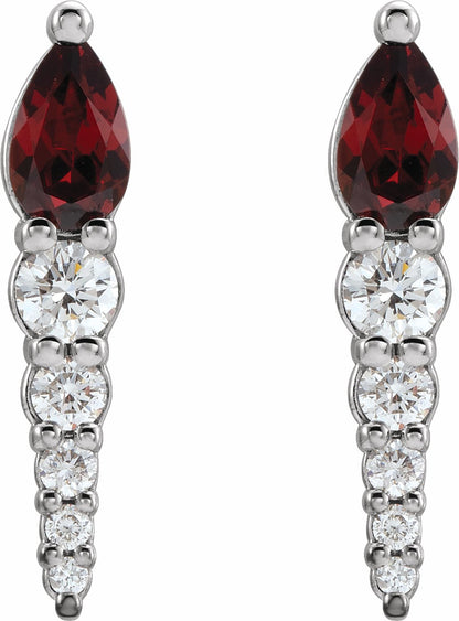 14K White Mozambique Garnet & 1/4 CTW Diamond Earrings