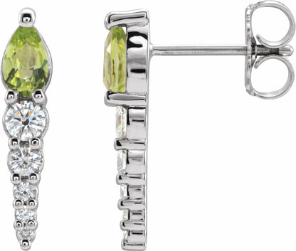 14K White Peridot & 1/4 CTW Diamond Earrings