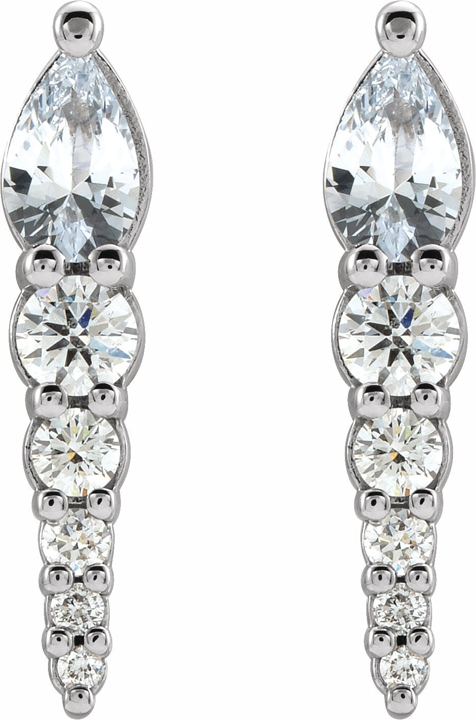 14K White Sapphire & 1/4 CTW Diamond Earrings
