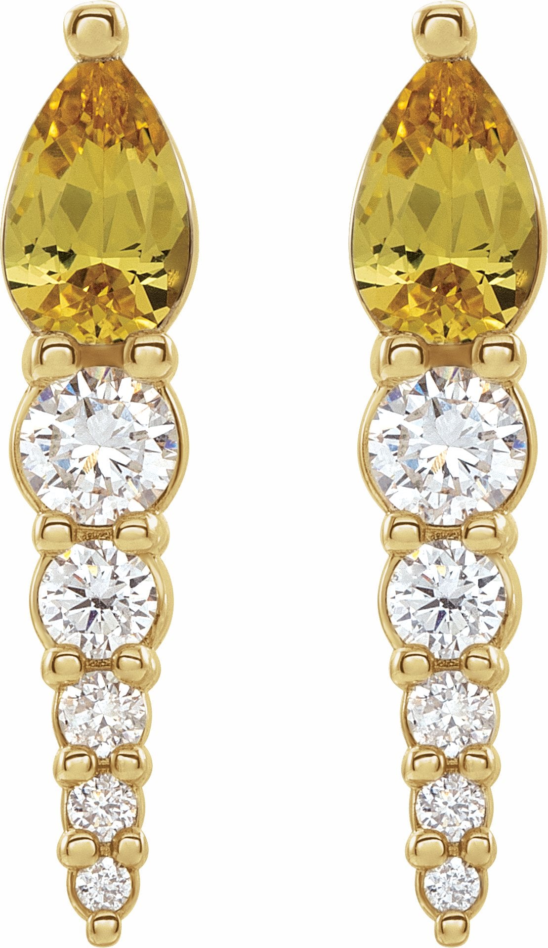 14K Yellow Citrine & 1/4 CTW Diamond Earrings