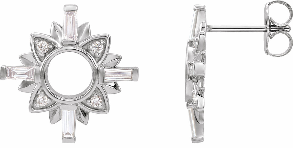 14K White 1/2 CTW Diamond Starburst Earrings