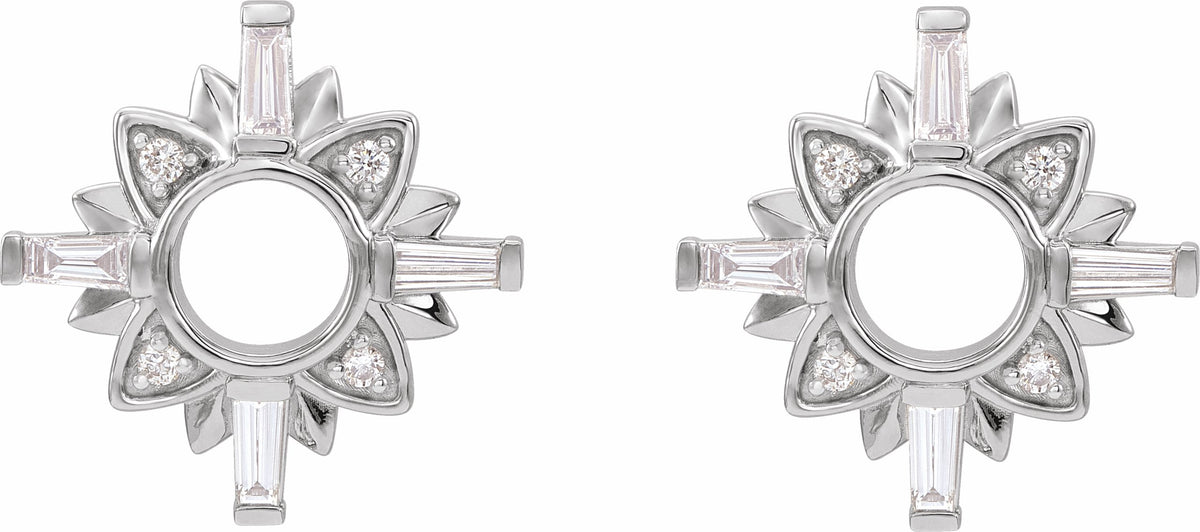 14K White 1/2 CTW Diamond Starburst Earrings