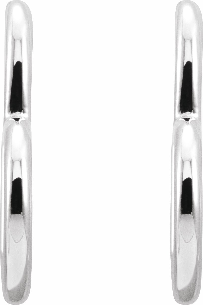 14K White Heart Hoop Earrings