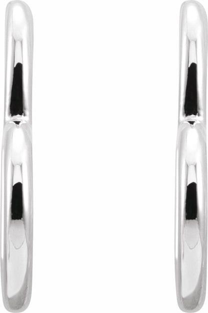 14K White Heart Hoop Earrings