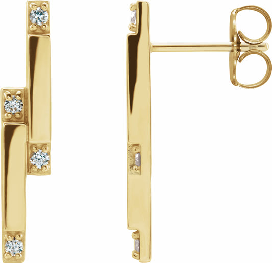 14K Yellow 1/10 CTW Diamond Bar Earrings