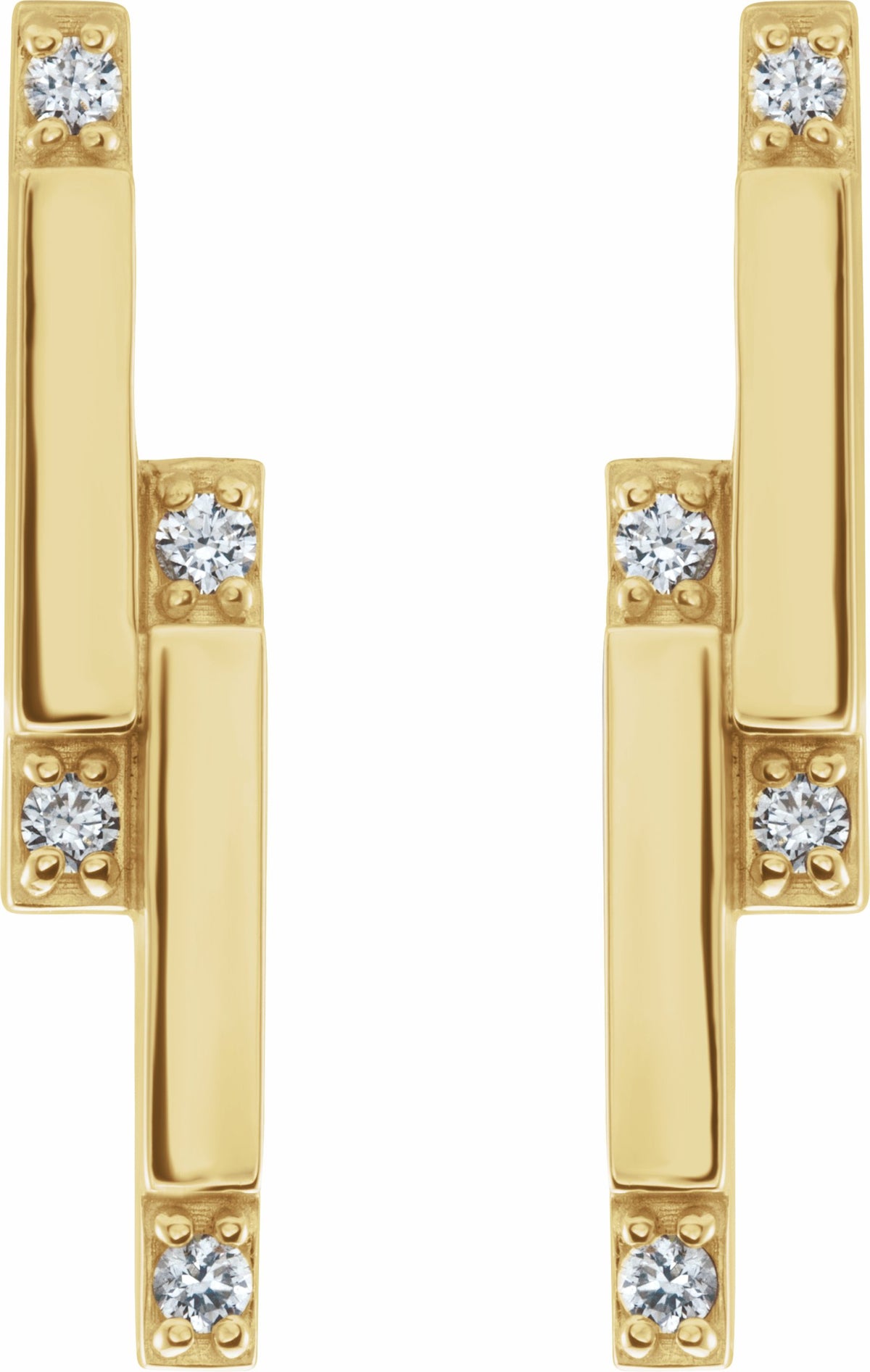 14K Yellow 1/10 CTW Diamond Bar Earrings