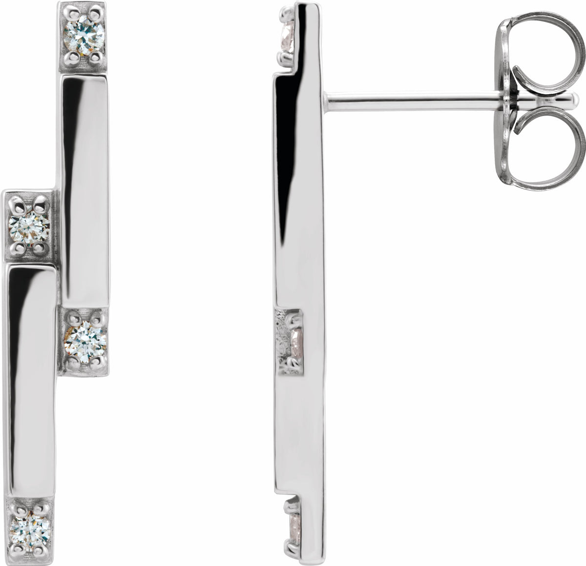 Platinum 1/10 CTW Diamond Bar Earrings