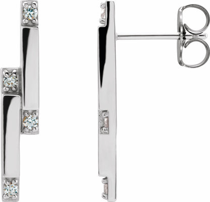Platinum 1/10 CTW Diamond Bar Earrings