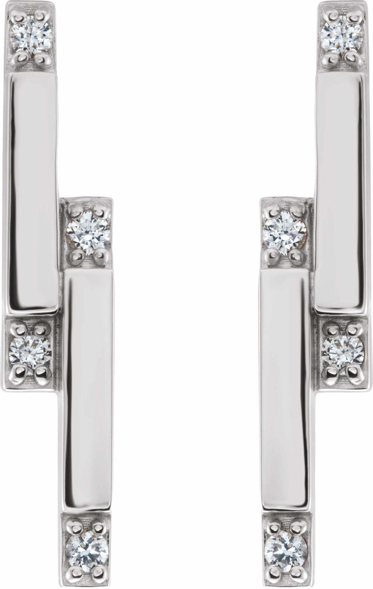 Platinum 1/10 CTW Diamond Bar Earrings