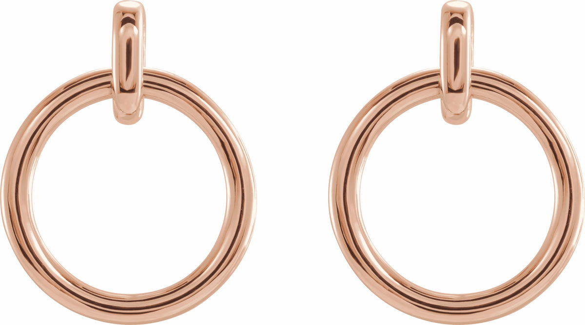 14K Rose Circle Dangle Earrings