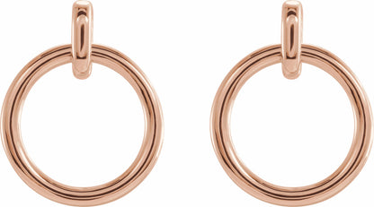 14K Rose Circle Dangle Earrings