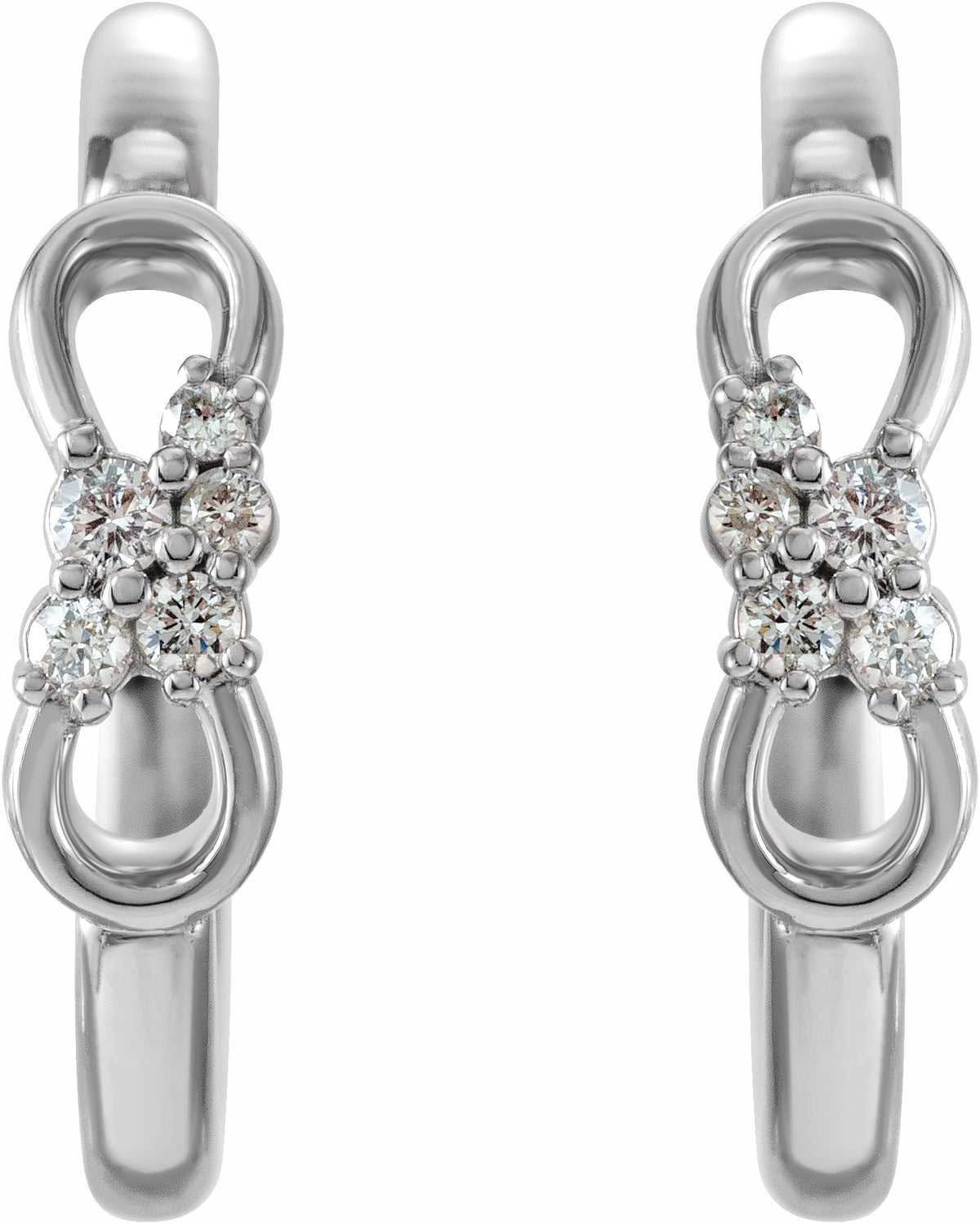 14K White .08 CTW Diamond Infinity-Inspired Hoop Earrings