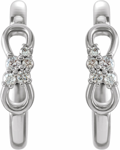 14K White .08 CTW Diamond Infinity-Inspired Hoop Earrings
