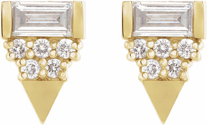 14K Yellow 1/4 CTW Diamond Geometric Earrings