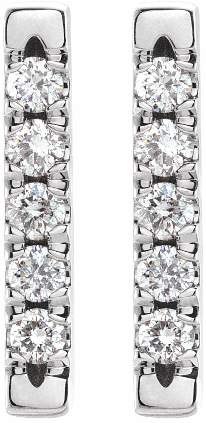 Platinum 1/8 CTW Diamond French-Set Bar Earrings