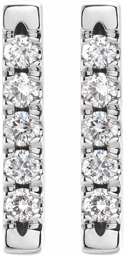Platinum 1/8 CTW Diamond French-Set Bar Earrings