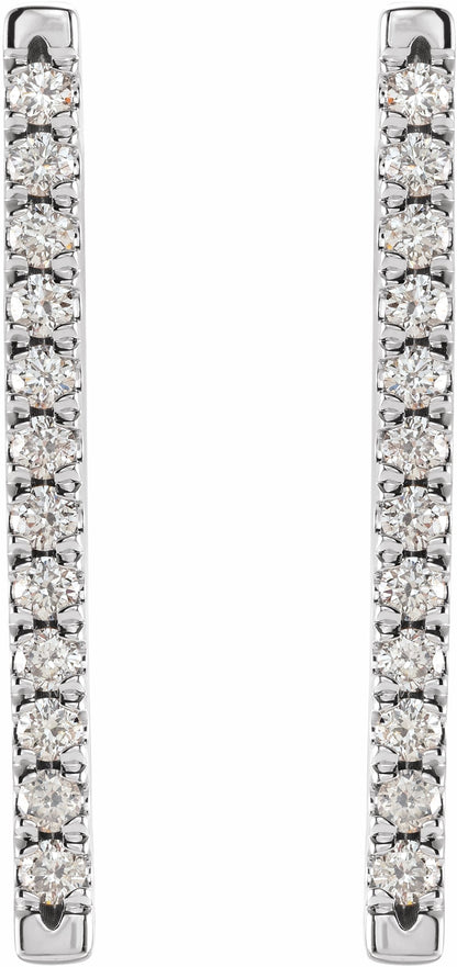 14K White 1/3 CTW Diamond French-Set Bar Earrings