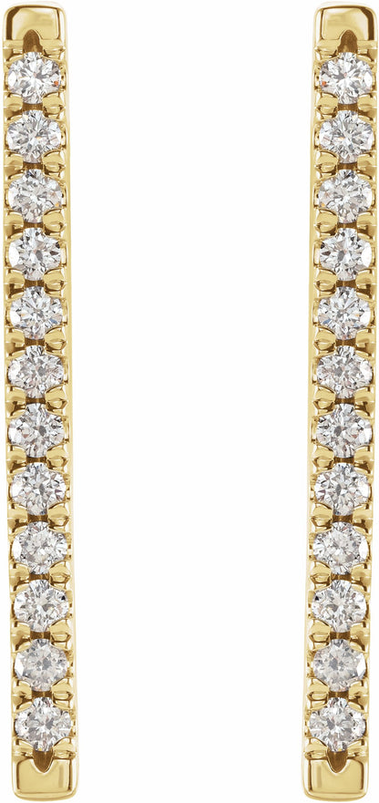 14K Yellow 1/3 CTW Diamond French-Set Bar Earrings
